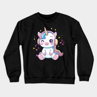 unicorn wearing headphones Crewneck Sweatshirt